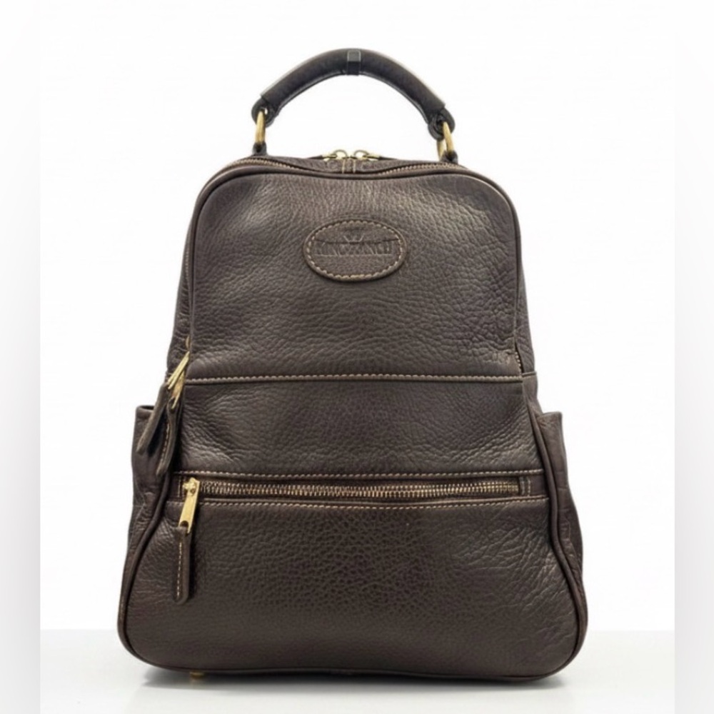 King Ranch Classic Dark Brown Leather 2 Compartments Adjustable Straps Backpack